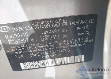 2016 Hyundai Sonata Sport from USA, damaged, VIN 5NPE34AF4GH414063